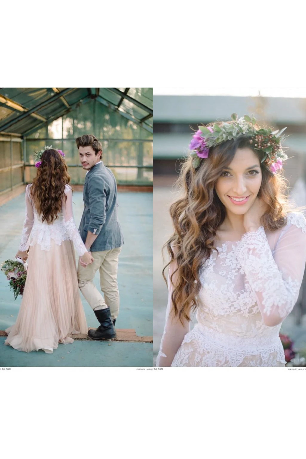 Delicate Chiffon Lace Appliques Wedding Dress Long Sleeve