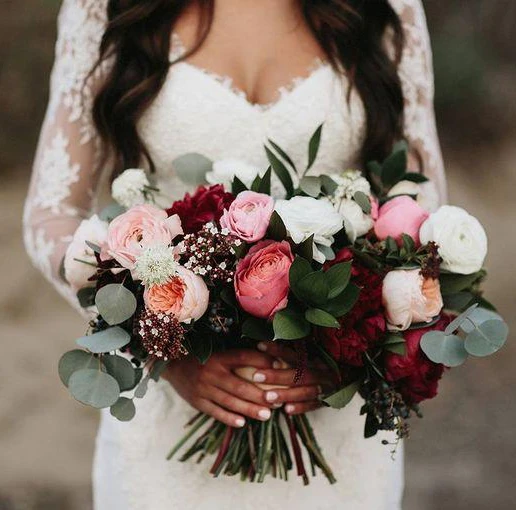 Country Style Sexy Deep V Neck Backless Long Sleeves Lace Court Train Wedding Gown