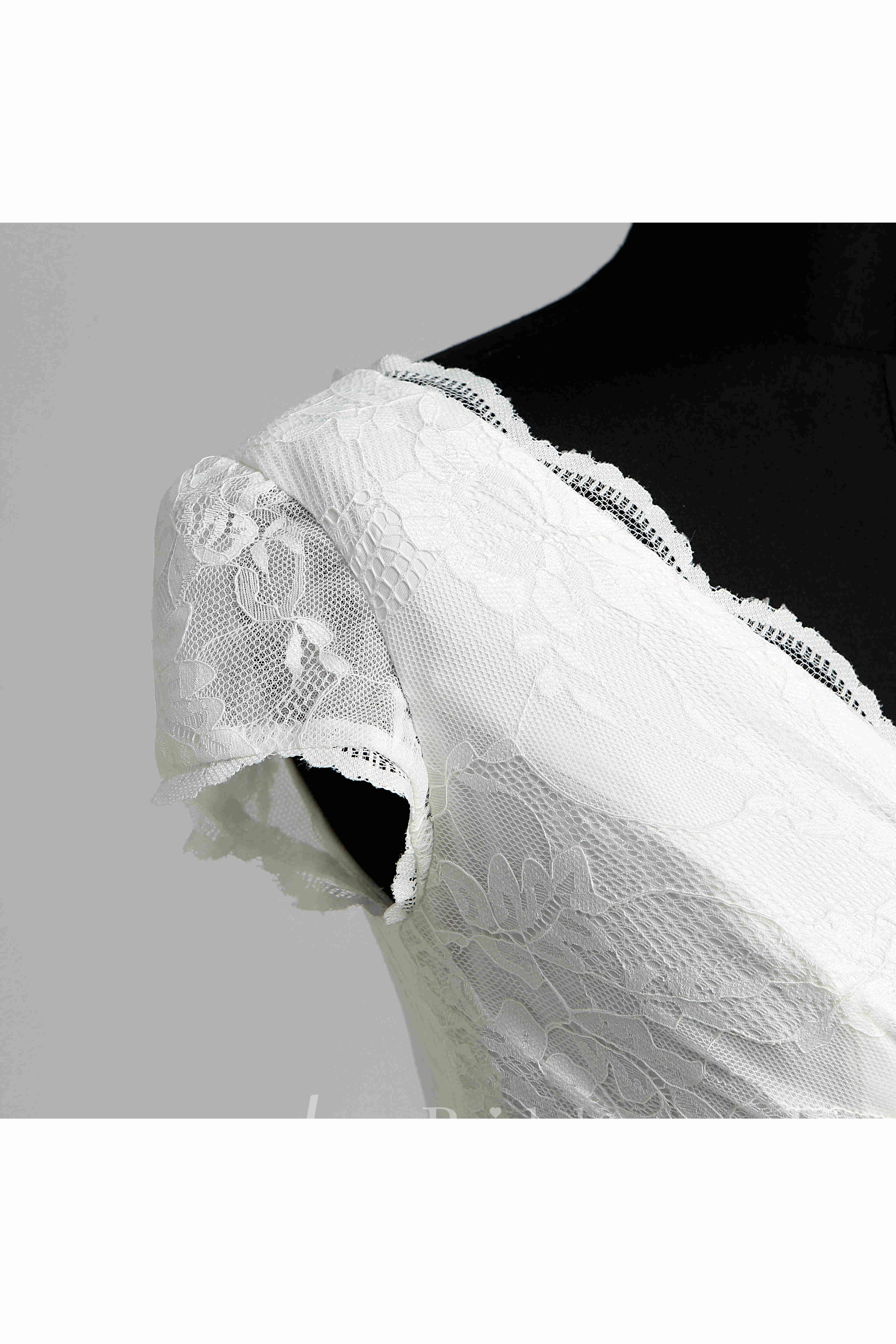 Elegant Scalloped V-neck Long Lace Wedding Dress