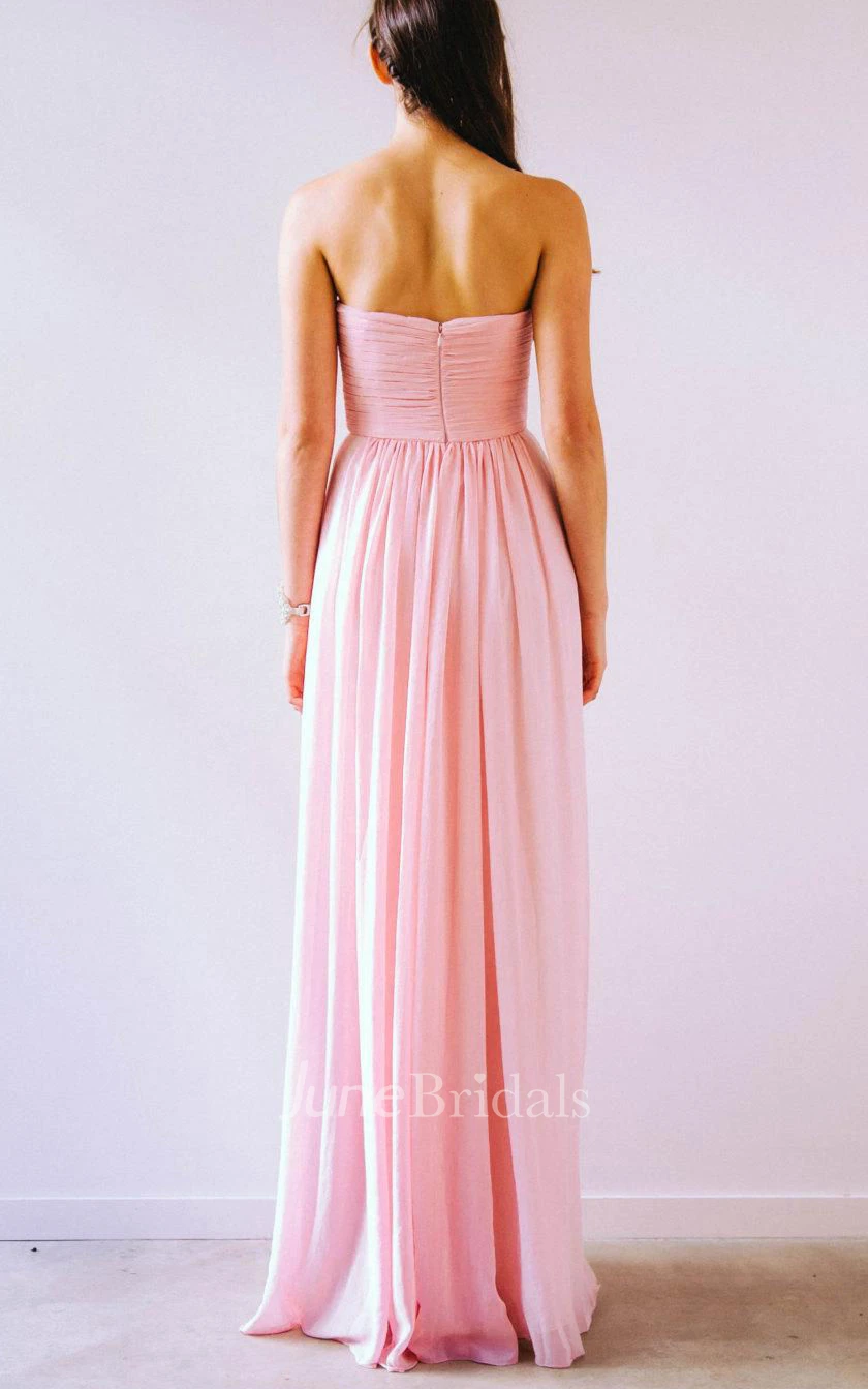 Pink Strapless Sweetheart Zipper Dress