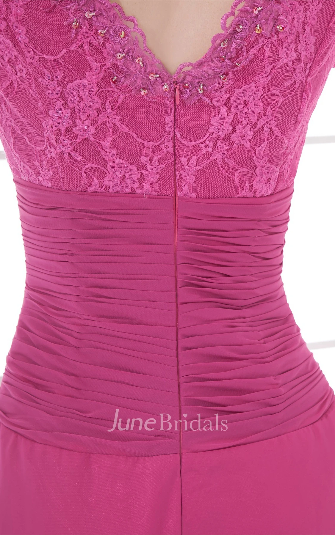 v-neck long half-sleeve dress with lace with