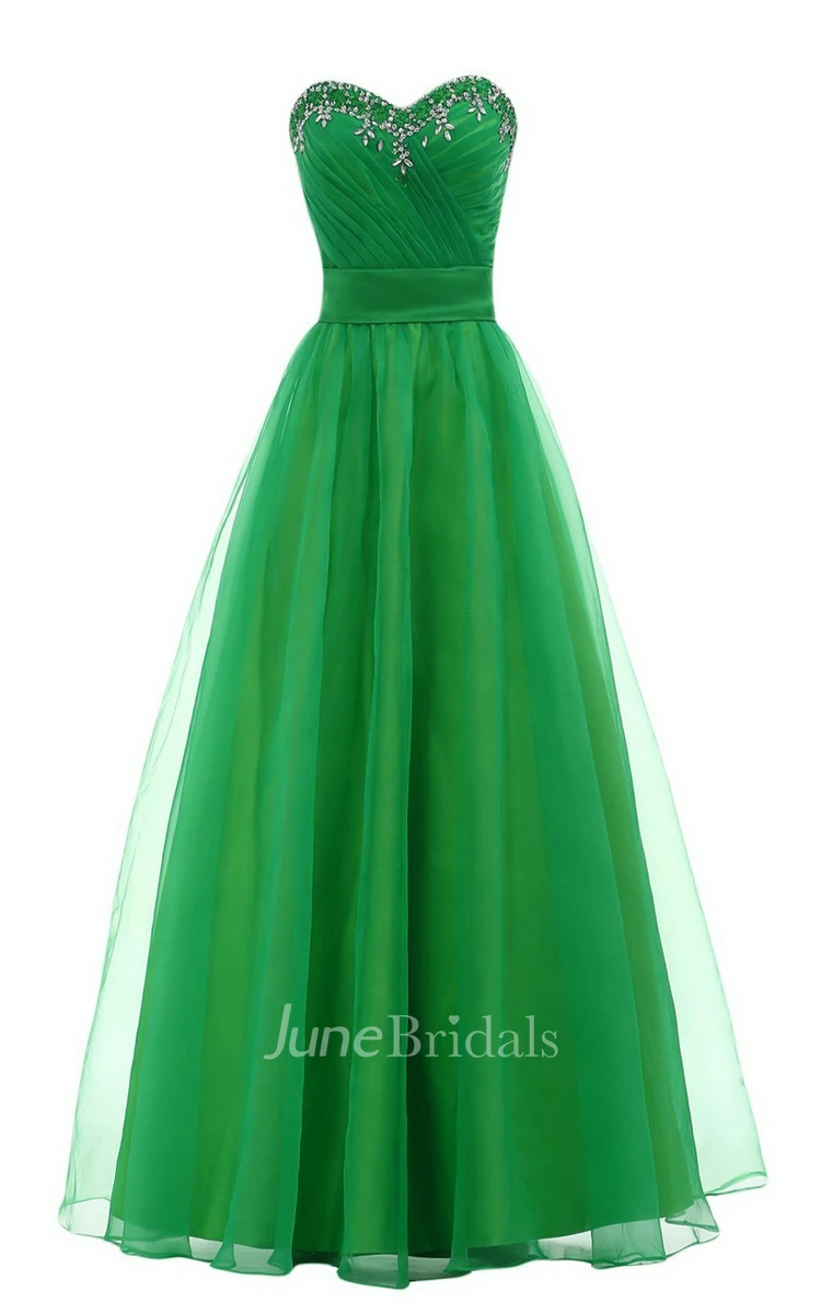 Sweetheart A-line Long Gown With Leaf Beadings