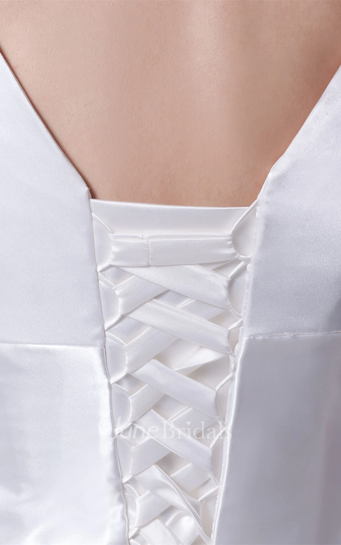 Plunged Central-Ruched Sheath Dress with Ribbon and Corset Back