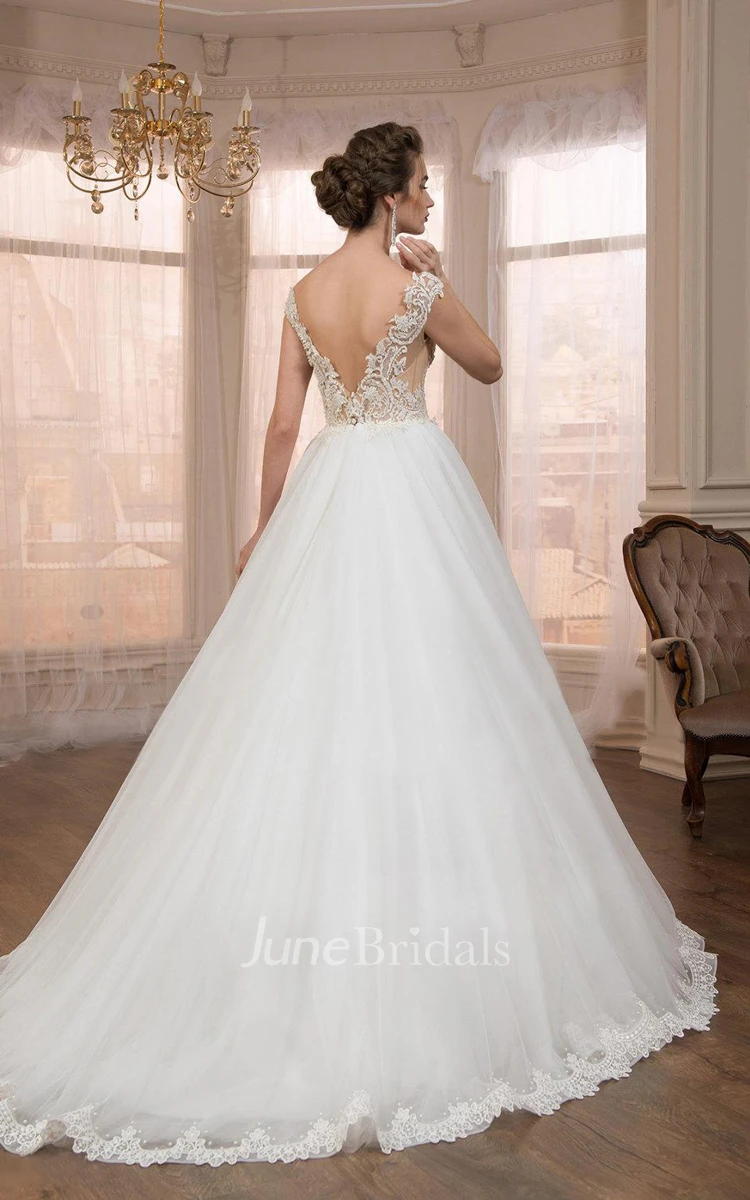 Sleeveless Sleeve Tulle Lace Weddig Dress