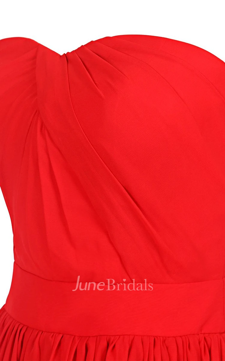 Simple Pleated Chiffon A-line Gown With Zipper Back