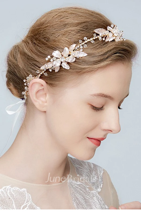 Western Style Handmade Beautiful Flowers Leaves Vine Rhinestones Crystal Soft Band