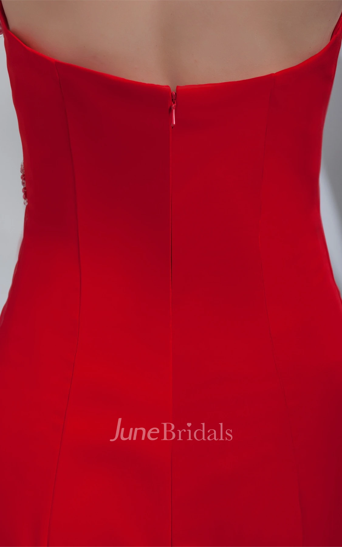 V-Neck Sleeveless Floor-Length Dress with Beading and Front Slit