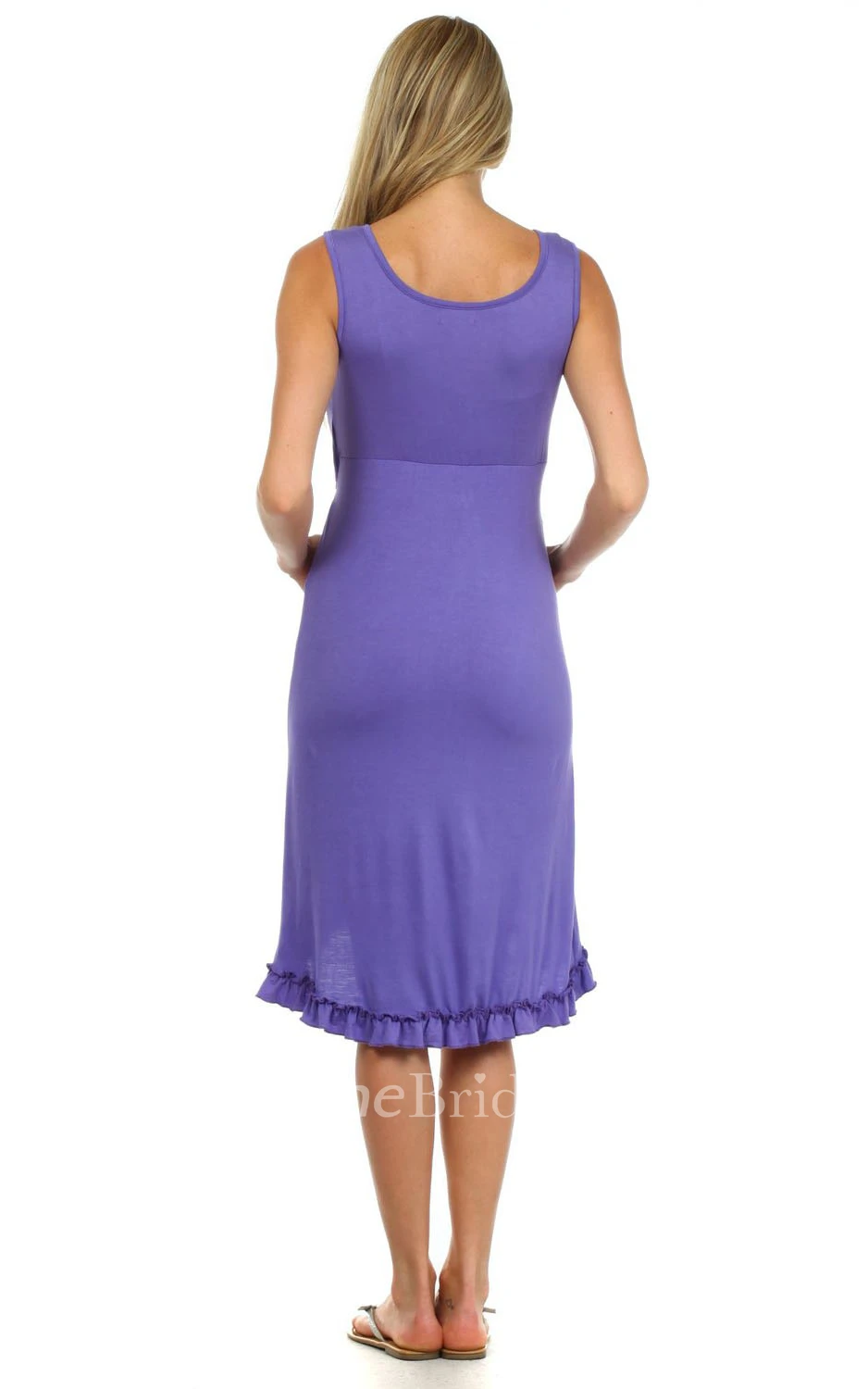 Sleeveless Scoop Neck Knee-length Cotton Maternity Dress
