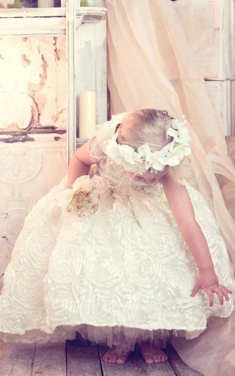 One-shoulder Pleated Satin bodice Dress With Flower