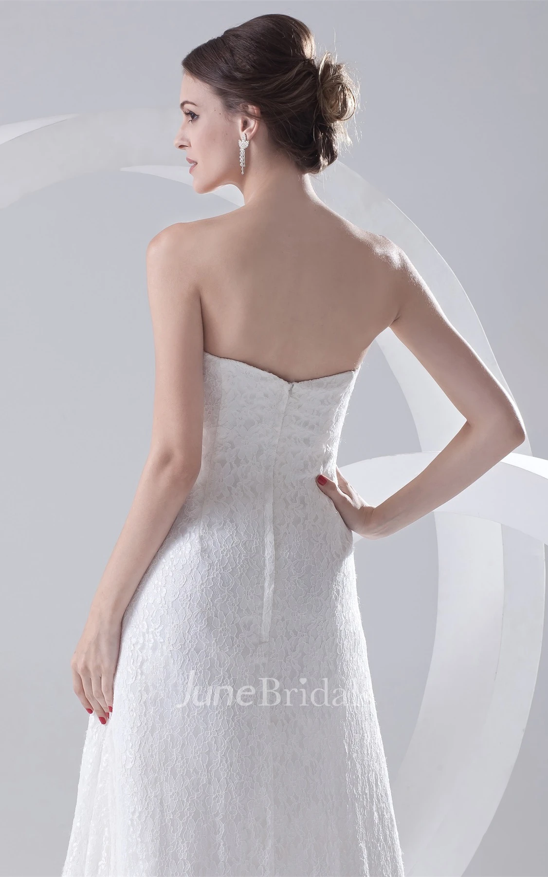 Strapless Lace High-Low Dress with Zipper Back