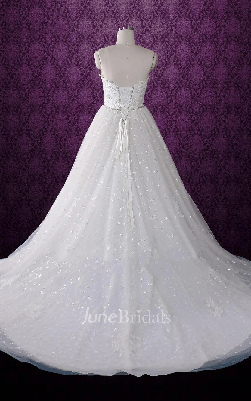 Sleeveless Sweetheart Wedding Dress With Beading Sash And Corset Back