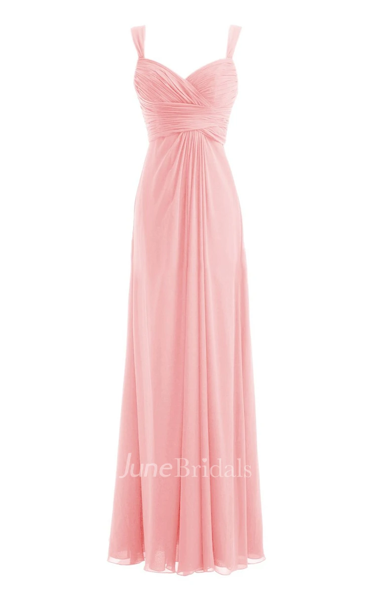 Straps Sweetheart Ruched Chiffon A-line Dress