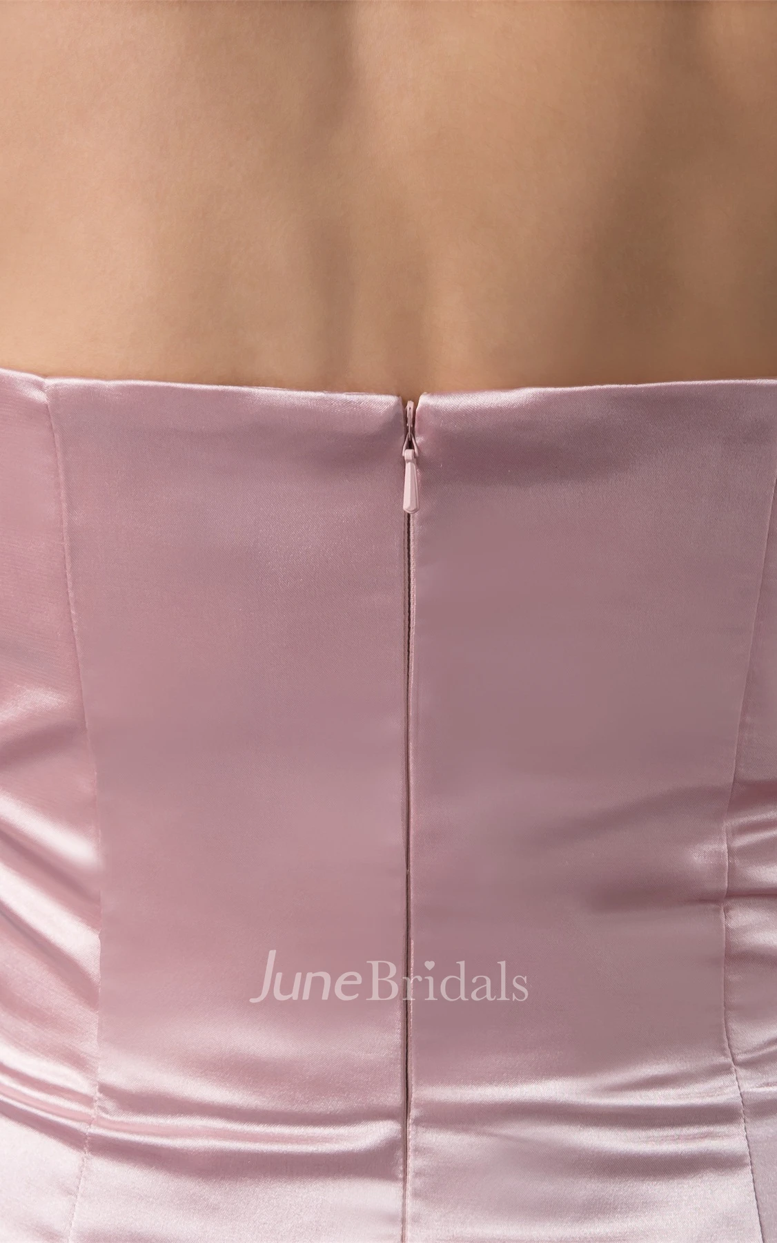 Strapless Satin Mini Dress with Flower and Draping