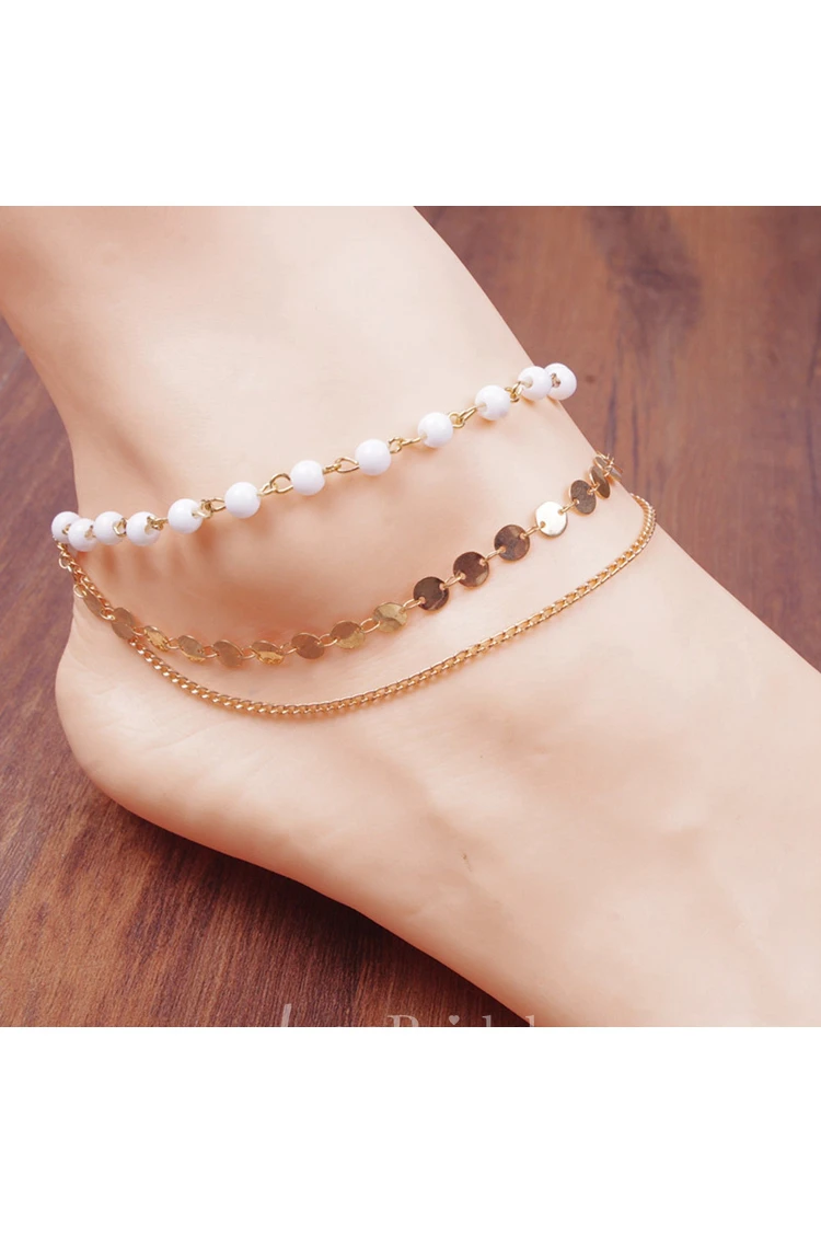 Simple And Stylish Fashion Bohemian Beaded Sequins Bare Chain Ankle Bracelet 22Cm