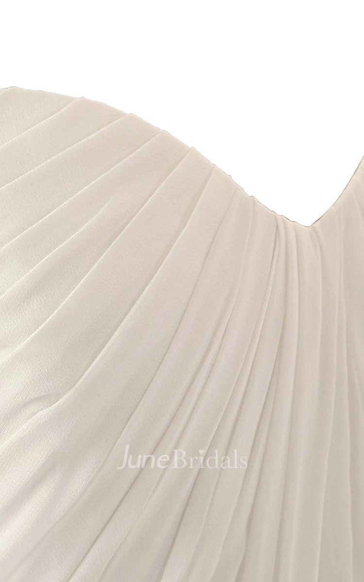 Strapless Full Length Gown With Pleated Bodice