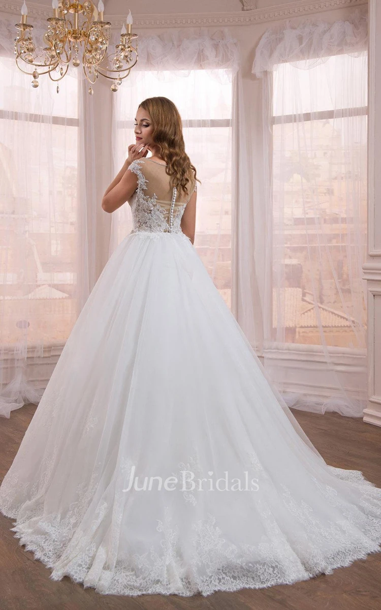Sleeveless Sleeve Tulle Lace Weddig Dress