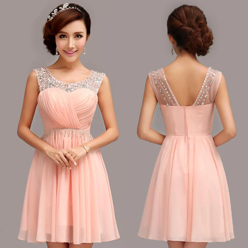 Glamorous Sleeveless Short Chiffon Homecoming Dress With Beadings