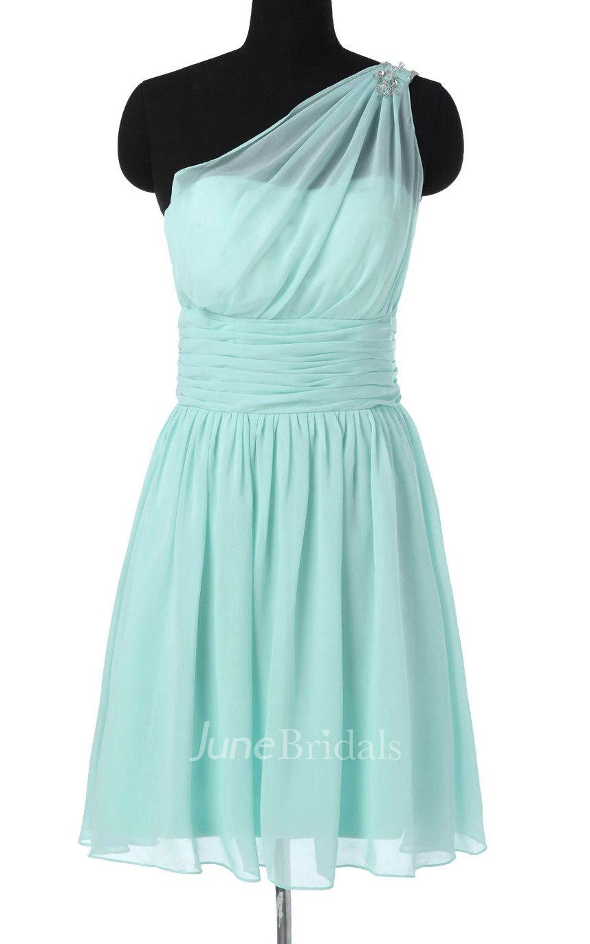 Short One-shoulder Chiffon Dress
