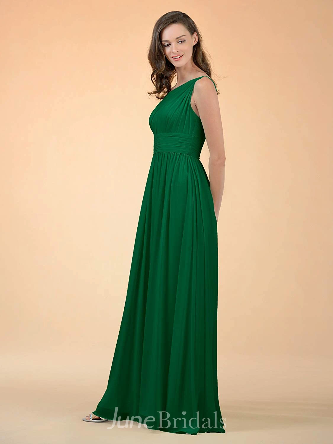 Adorable A Line One-shoulder Chiffon Sleeveless Bridesmaid Dress