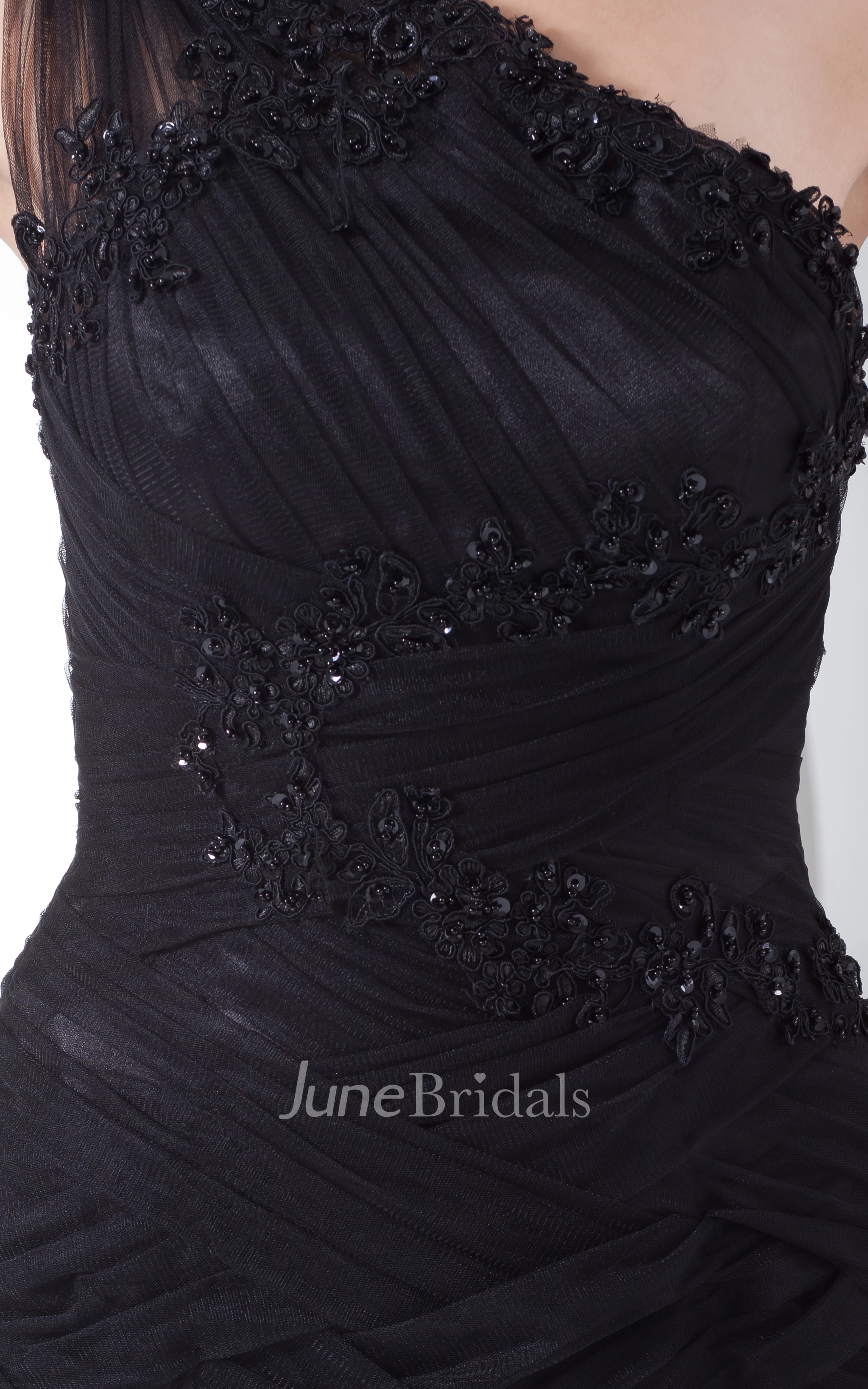 One-Shoulder Sleeveless Mermaid Dress With Ruching and Ruffles