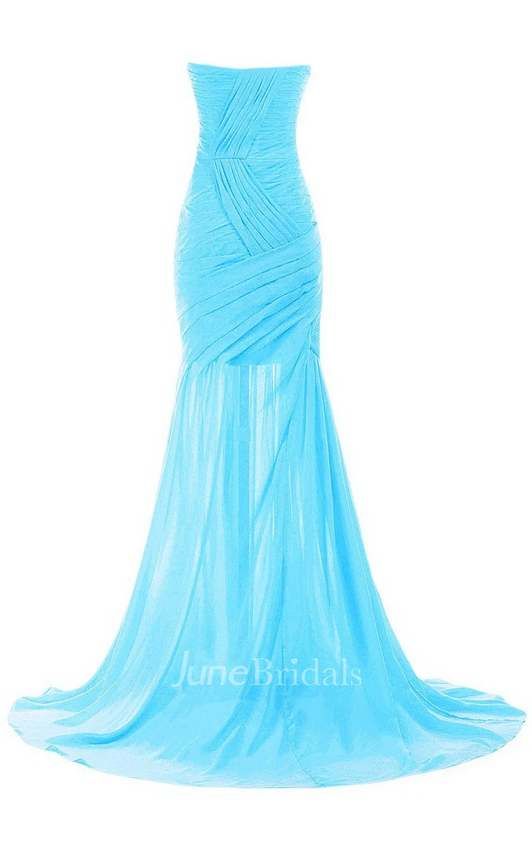 Sweetheart Sweep Train Gown With Ruching and Beading