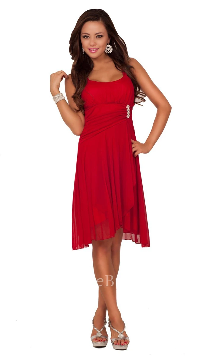 Sleeveless Short Dress With Draping and Pleat