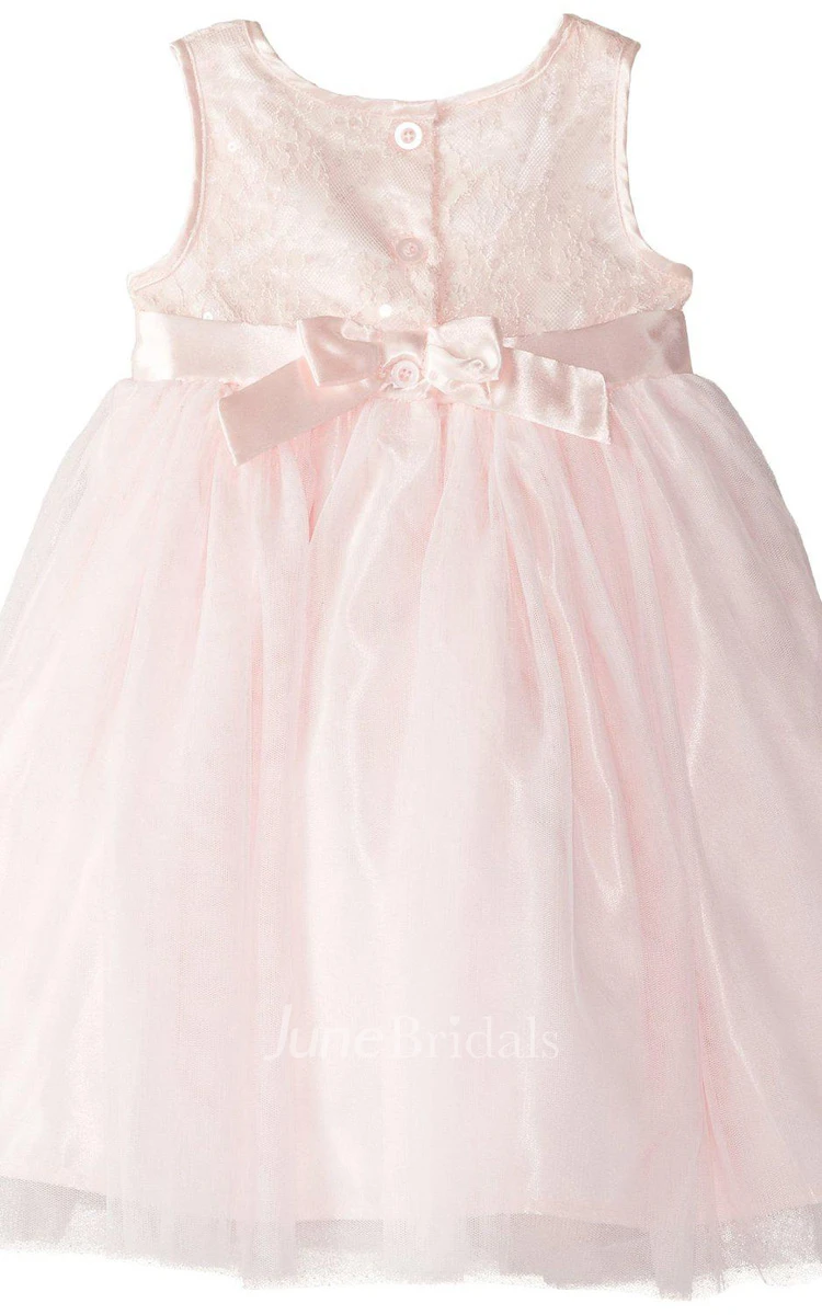 Lovely Cap-sleeved Scoop-neck Dress With Bow