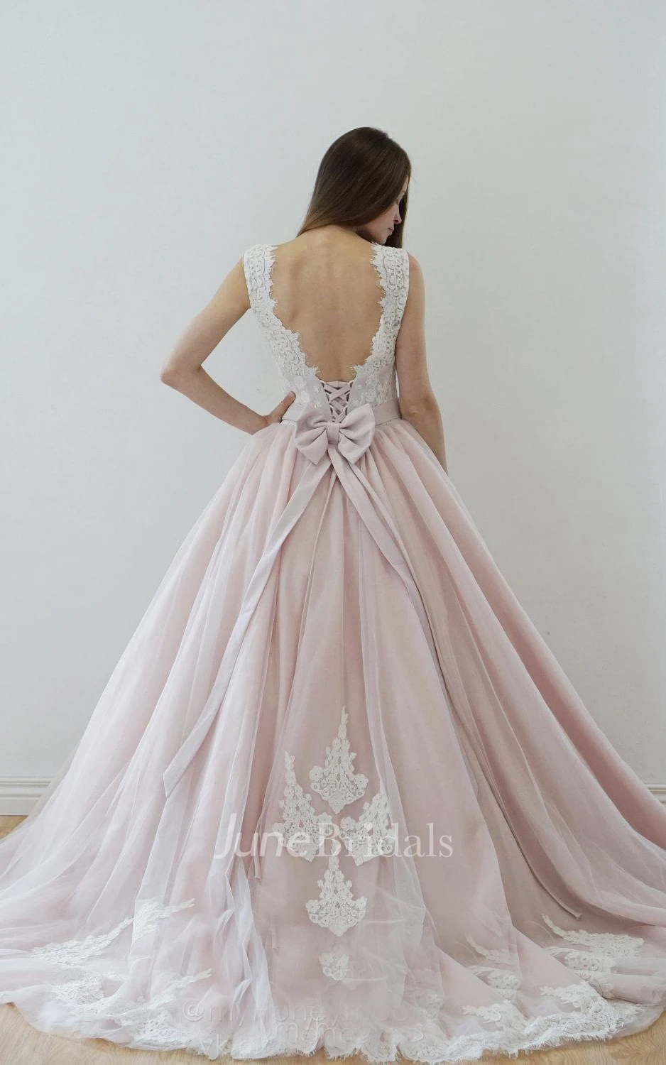 A-Line Scoop Sleeveless Muti-Color Dress With Bow And Deep-V Back