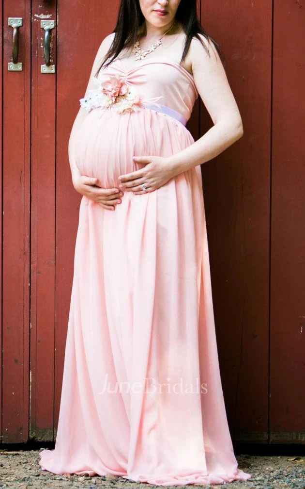 Chiffon Maternity Dress With Split Front&Split