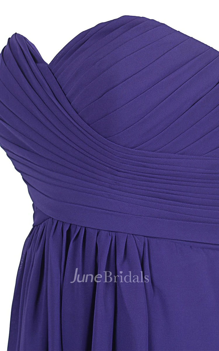Sweetheart Ruched Chiffon A-line Gown With Zipper Back