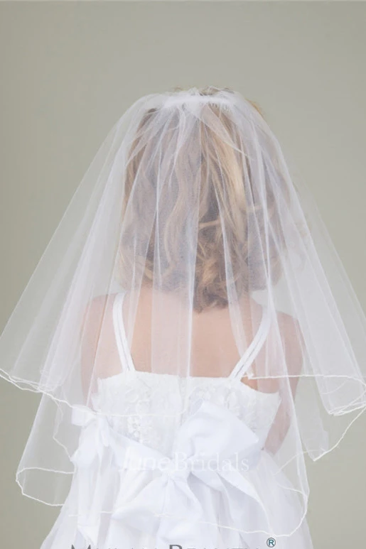 New Korean Simple Sweet Double Layers Flower Girl Veil