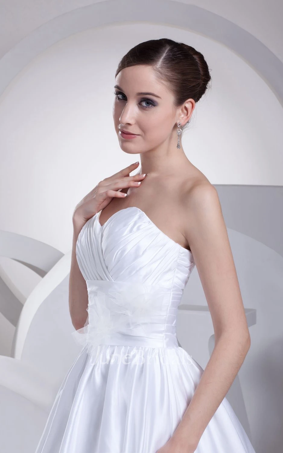 Glamorous Sweetheart Criss-Cross A-Line Dress With Floral Waist