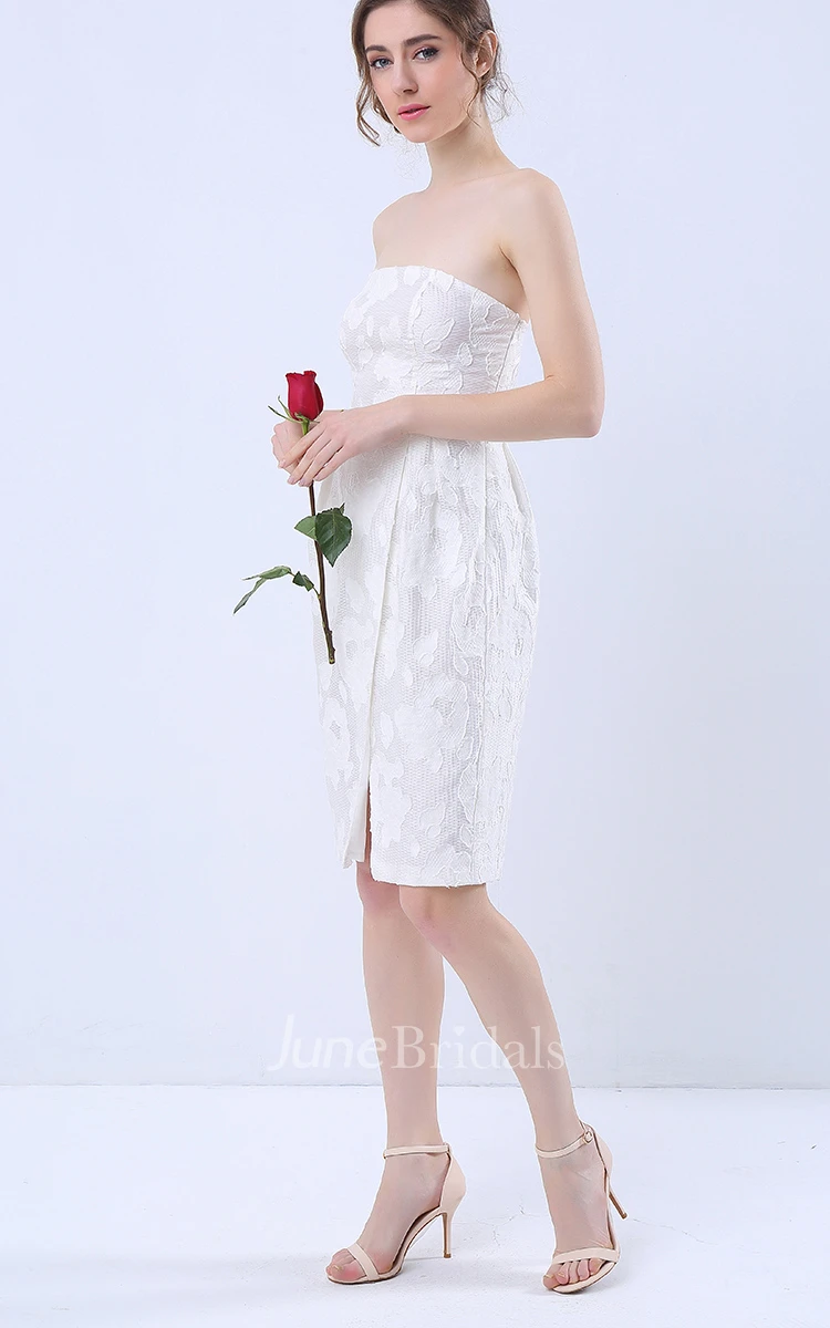 Detachable Straps Knee Length Dress with Slit