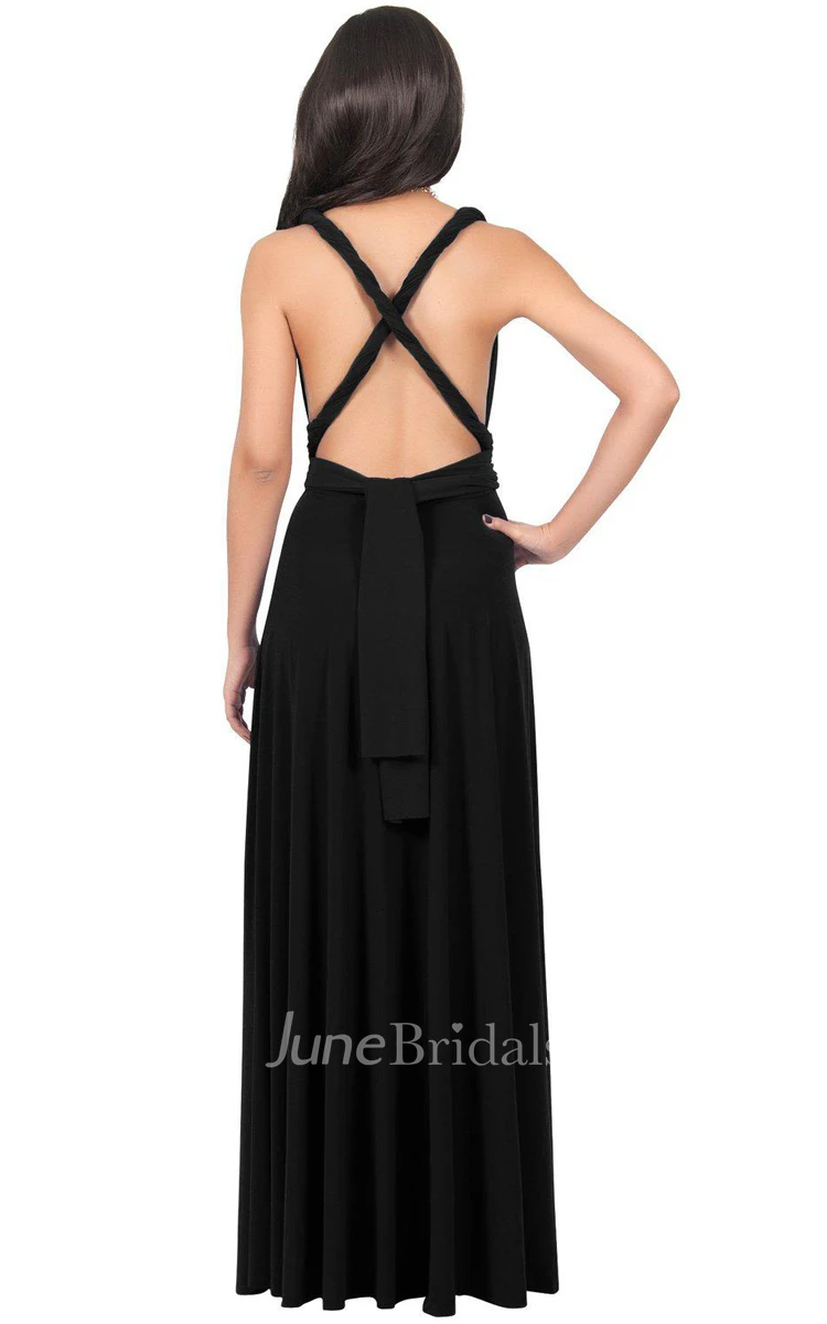 Convertible Jersey Long Dress With Sexy Back