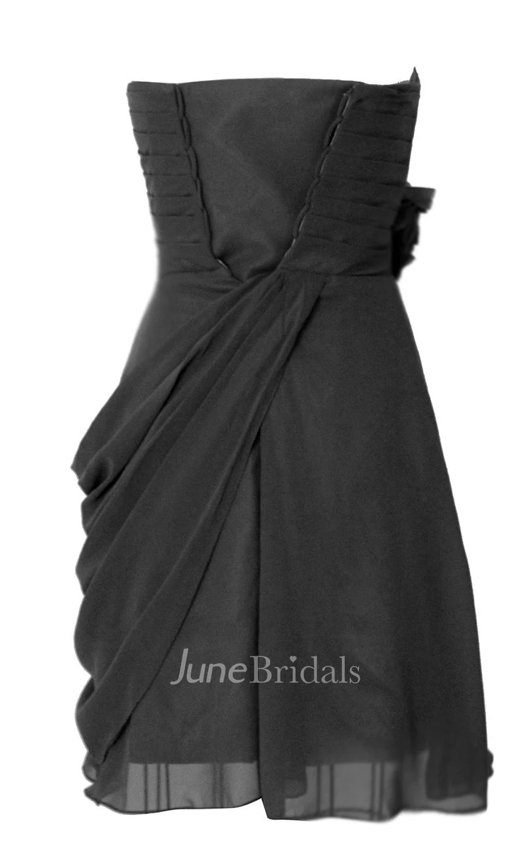 Floral Strapless Sweetheart Short Dress With Drapping