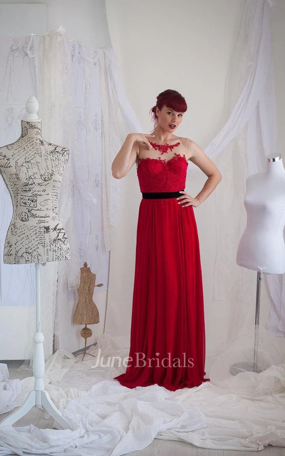 Chiffon&Lace Dress With Beading&Sequins&Corset Back