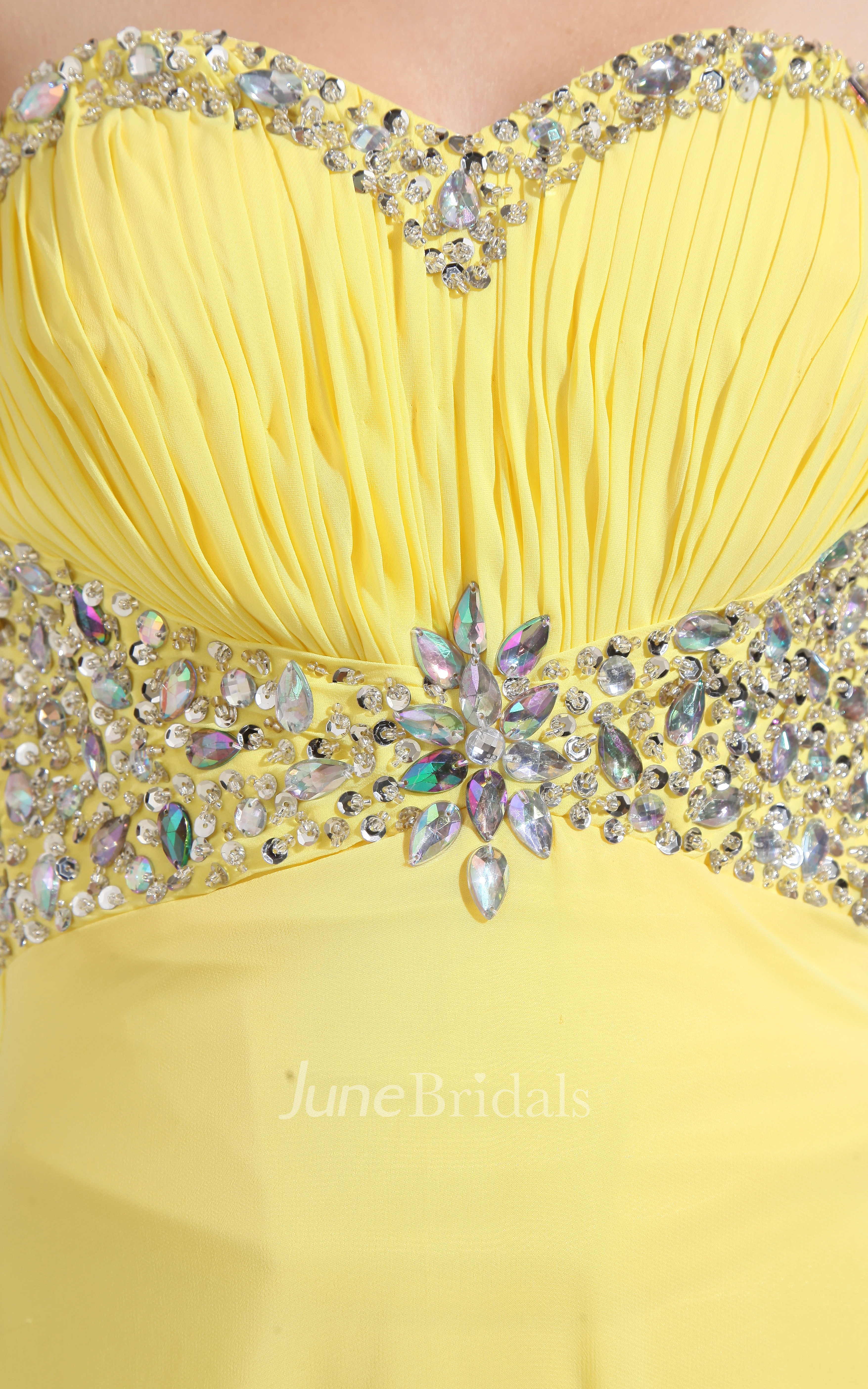 Sweetheart Floor-Length Sheath Dress With Beaded Top