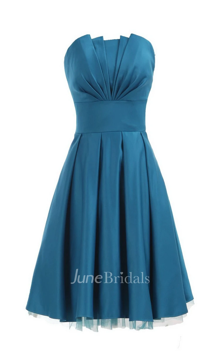 Strapless A-line Short Ruffled Dress With Flower