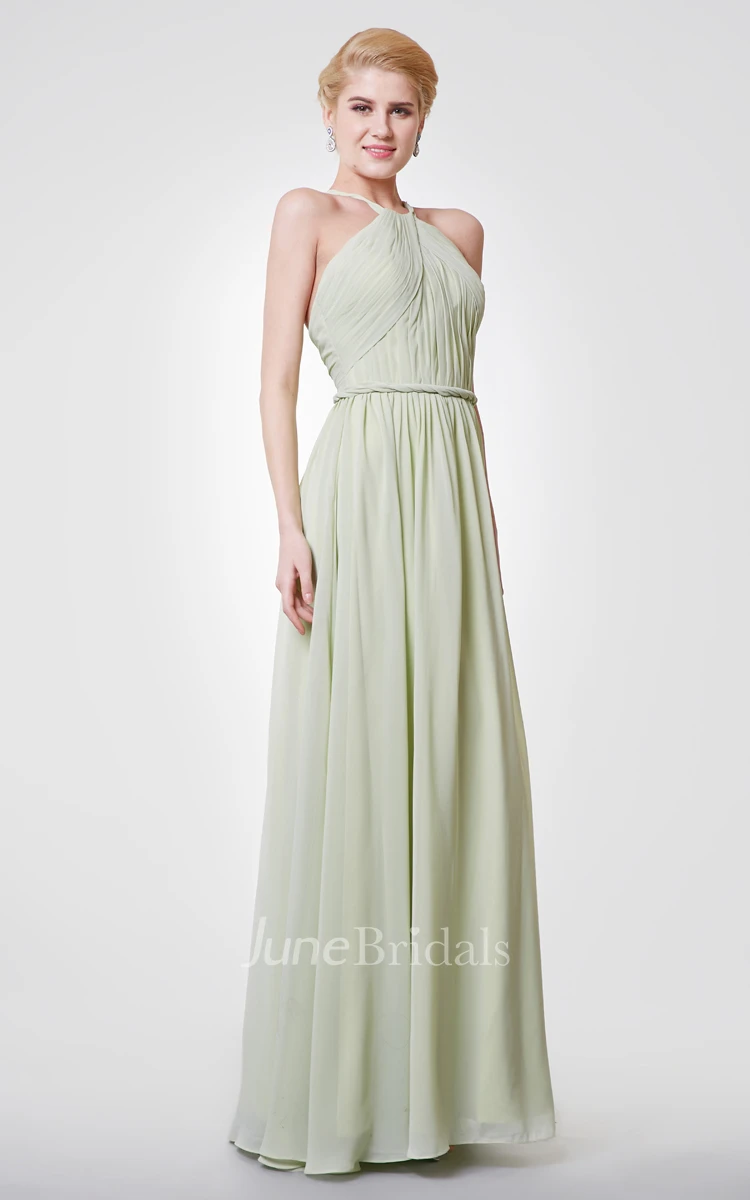 Halter Chiffon Evening Dress with Sexy Back