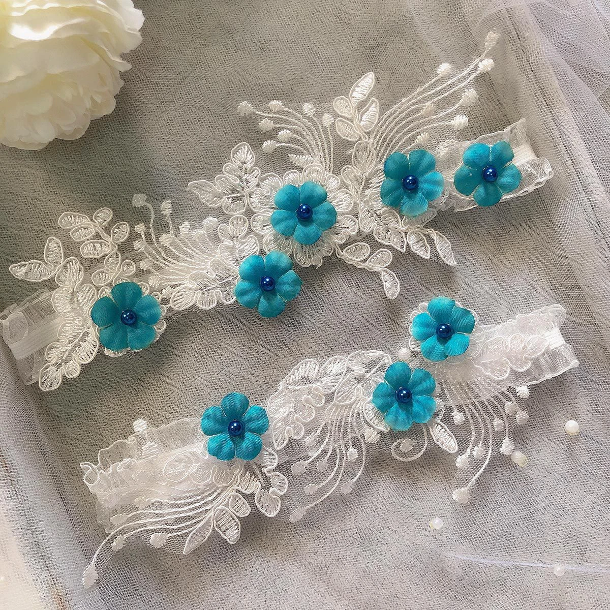 Elegant Flower Double Bridal Garters
