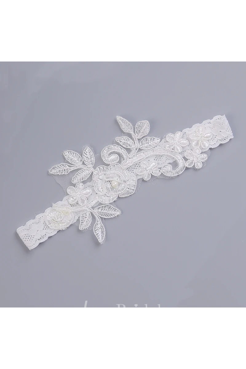 White Sexy Lace Applique Handmade Elastic Garter Within 16-23inch