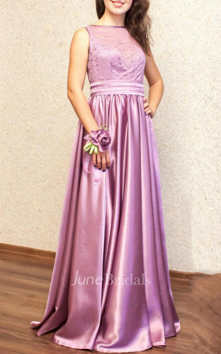 Purple Color Bridesmaid Long Cocktail With Bow Belt Dress