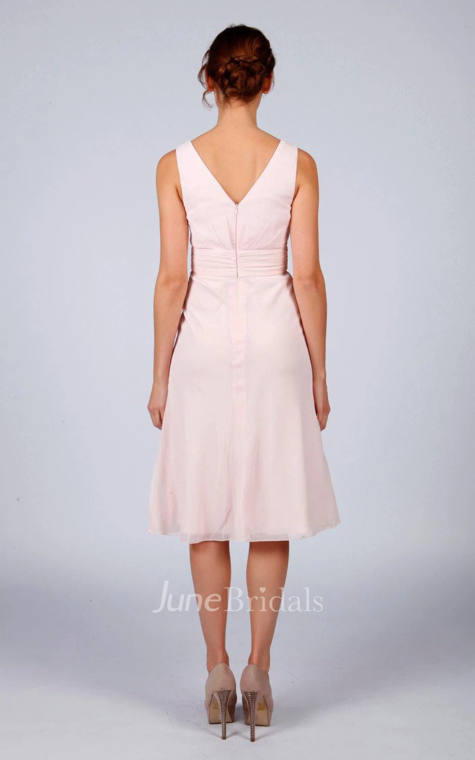 Pale Pink Classic Short Bridesmaid Dress