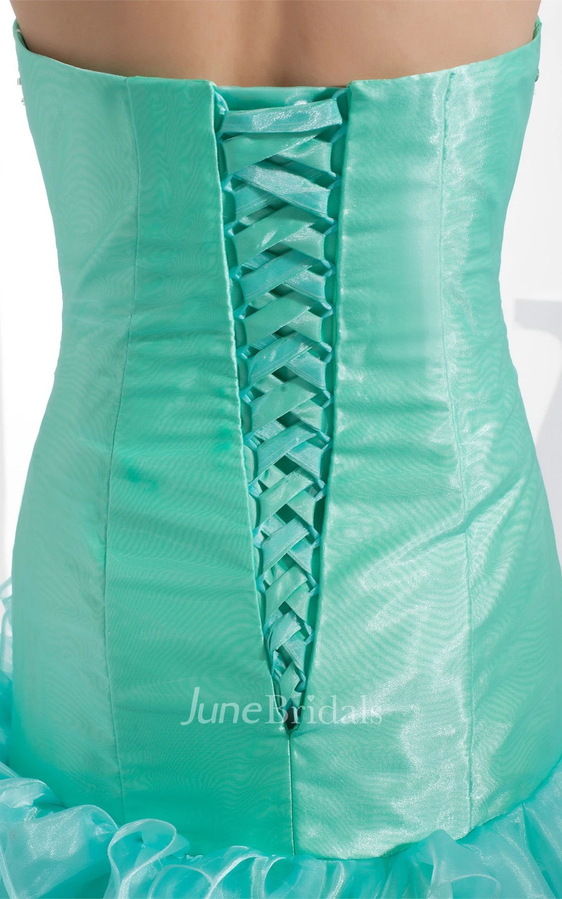 Sweetheart Ruffled A-Line Gown with Gemmed Bodice