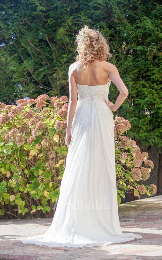 Sweetheart Empire Backless Sheath Floor-Length Chiffon Wedding Dress
