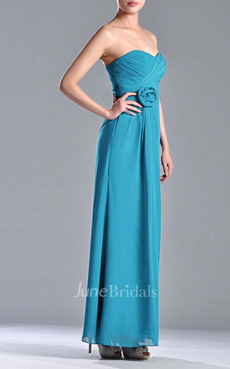Sweetheart Empire Chiffon Floor-length Dress With 3D Flower