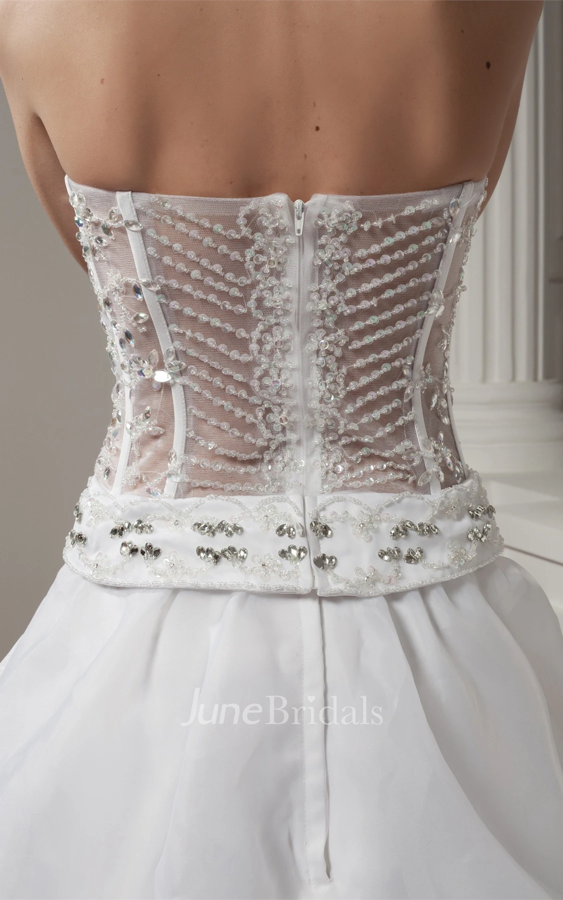 Sweetheart Illusion A-Line Dress with Appliques and Tiers