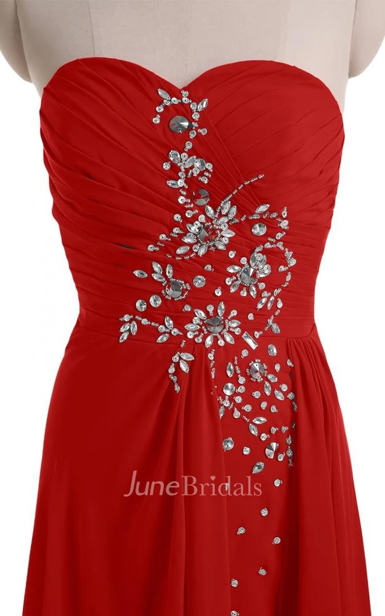 Sweetheart Basque Waist Dress With Crystal Embellishments