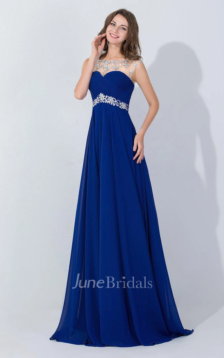 A-line Chiffon Long Dress With Beading Embellishment