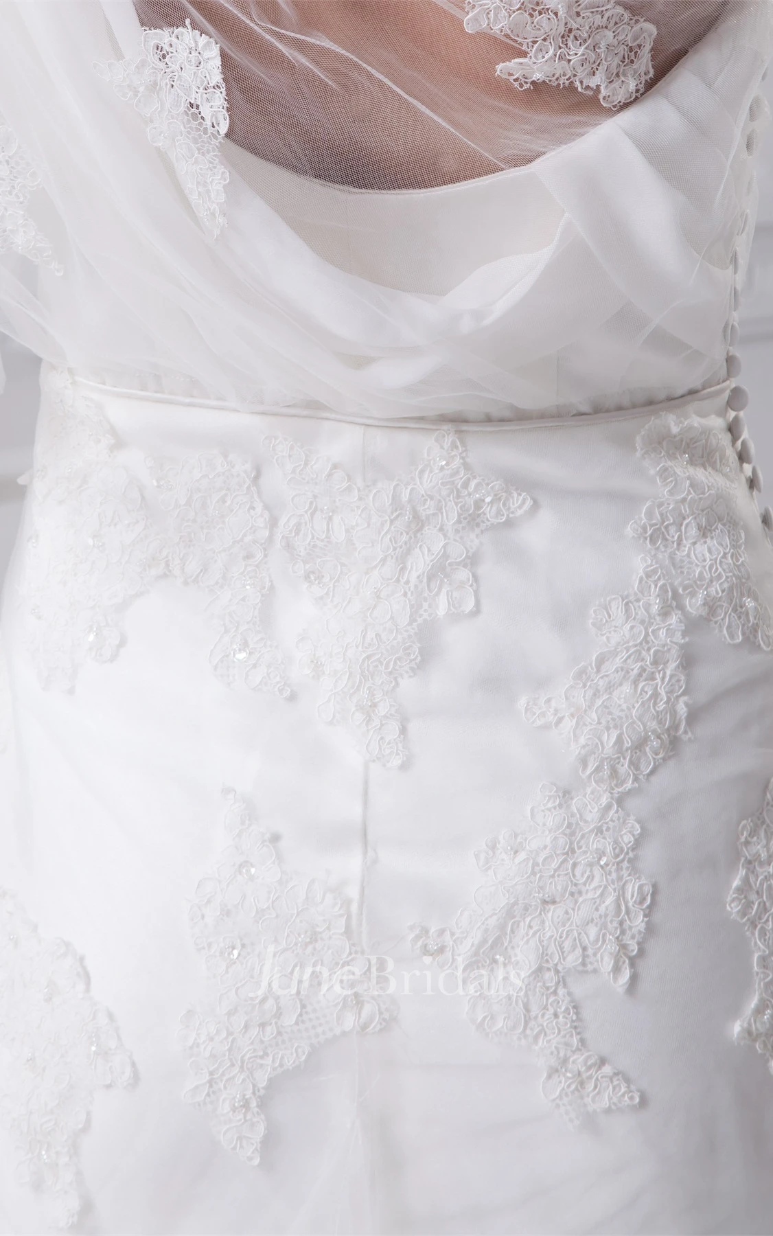 One-Shoulder Tulle Appliqued Dress with Trumpet Silhouette